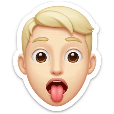 person shaking head side to side with tongue out sticker