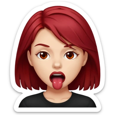 Dark red haired girl biting her lip sexually and aggressively  sticker