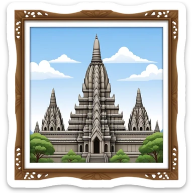 Prambanan Temple Landmark Emoji – Showcasing its towering Hindu temple spires with intricate carvings. sticker