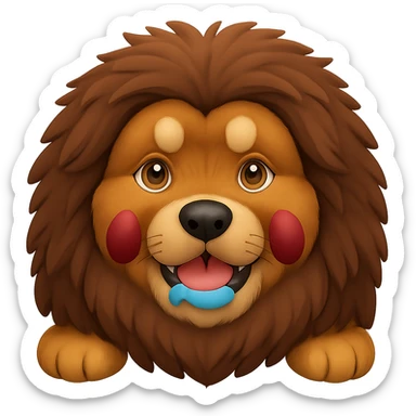 Make the Tibetan Mastiff's fur even fluffier in the style of apple emojis, with no background. sticker