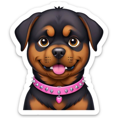 Rottweiler with pink spiked collar sticker