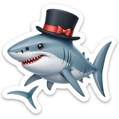 Shark with a top hat sticker
