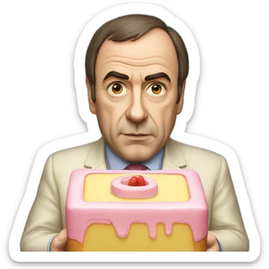 peter hitchens looking stern holding a battenberg cake sticker