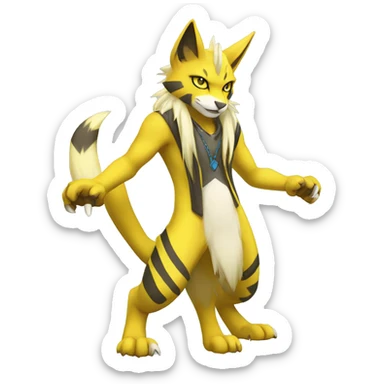 Yellow lombax-Zeraora-Renamon-cat full body sticker