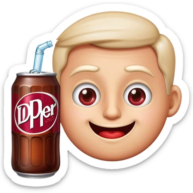 Emoji face drinking Dr Pepper soda sticker