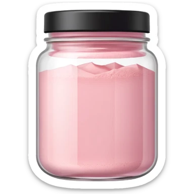 Transparent jar filled with pastel pink collagen powder, minimal design sticker