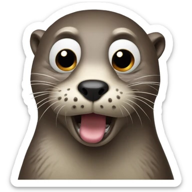 An otter with punk big eyes and booping it’s nose to screen  sticker