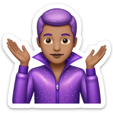 man supervisor wearing glitter purple glittery clothes sticker