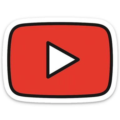 lineal color icon YouTube logo, outlined style, red and white, no text sticker
