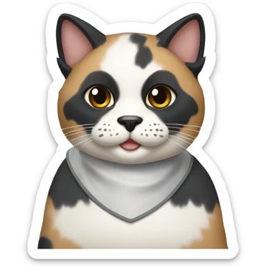 Diluted calico cat with face mask with badger marking sticker
