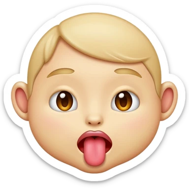 cute emoji-style face sticking tongue out, looking petty sticker