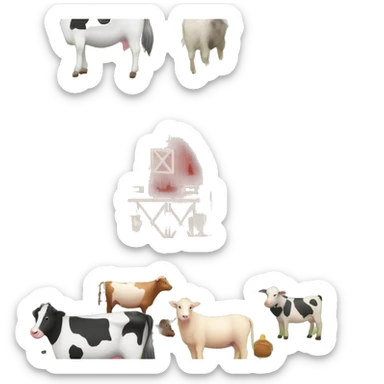 Farm with animals und hills in the background suny sticker