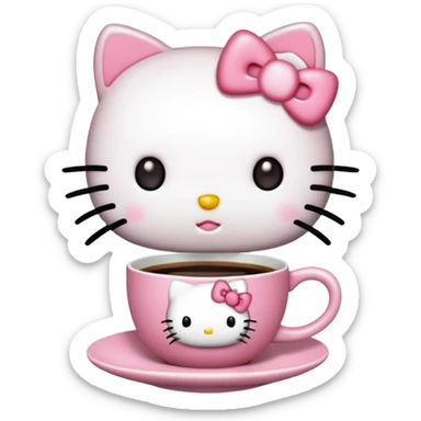 hello kitty com copo de café sticker