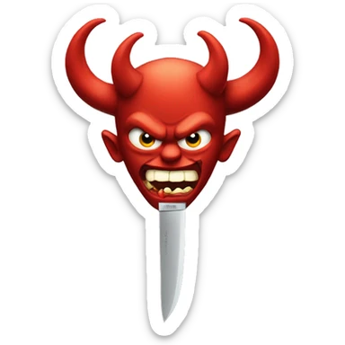 the devil emoji holding a knife with eyes wide open  sticker