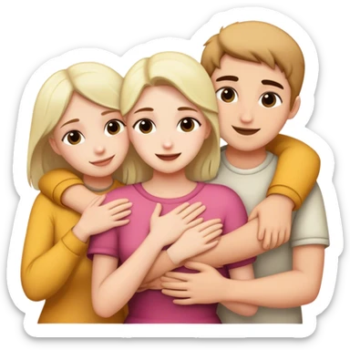 White family hugs 3 people  sticker