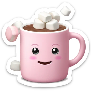 Light Pink mug of hot chocolate with marshmallows  sticker