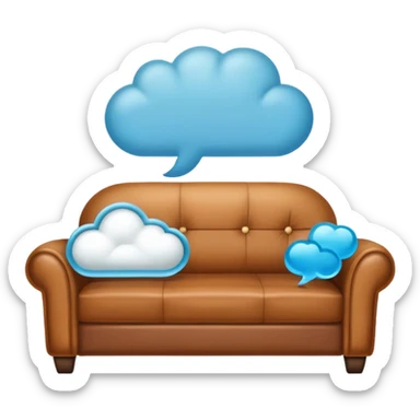 Therapist couch with thought bubble above it  sticker