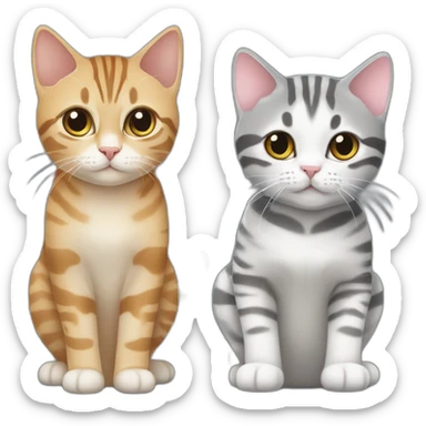 an American Shorthair and a grey and white-striped Tabby cat sticker