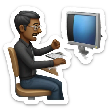 Hombre diseñando en ordenador sticker