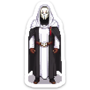 Ghostface, horror movie character with white mask and black robe sticker