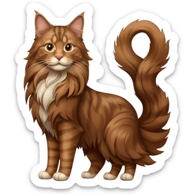 A high-resolution photo-realistic digital illustration of a brown maine coon cat, full body noble maine coon sticker
