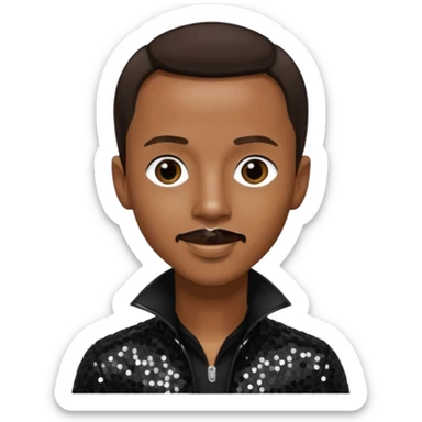 Tevin Campbell with dark brown hair, black sequin outfit sticker