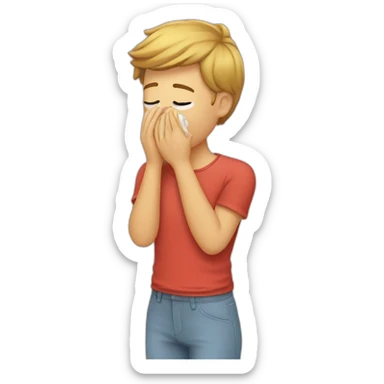 person wipes sweat from their face sticker