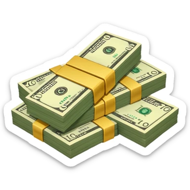 cash pile, make bills rectangular, next to a "10x" factor, looking like 10x CASH PILE sticker