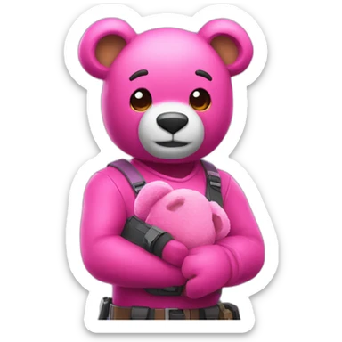 fortnite character a pink teddy bear sticker