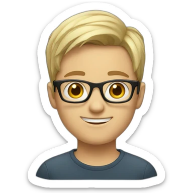 young white person with glasses saying hi sticker