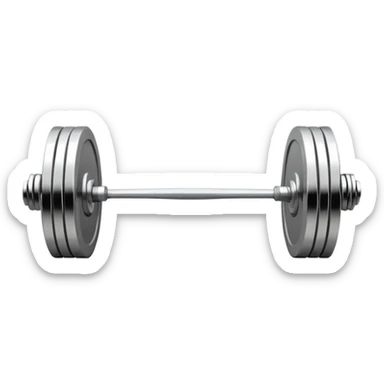 An emblem symbolizing weightlifting with a stylized barbell in the center, set against a simple, clean background. The barbell is prominent and sleek, with no athlete included. The design is bold, modern, and minimalistic sticker
