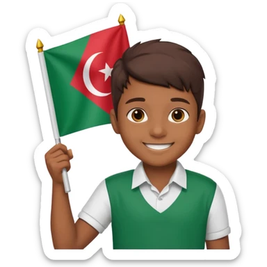 A boy stands with a Bangladeshi flag and greets on the occasion of December 16th. sticker