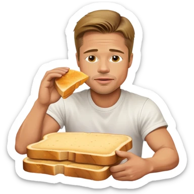 Brad Pitt lying on a slice of bread sticker