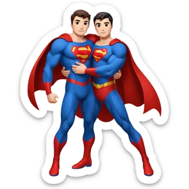 Spider-Man hugging Superman  sticker