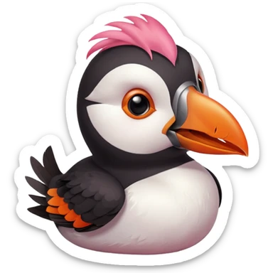 pink puffin angry blow steam nose beak sticker