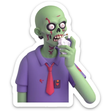 A zombie sniffing white powder sticker