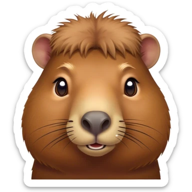 Cinematic Noble Capybara Portrait Emoji, Poised and serene, with a robust, rounded build covered in soft, earthy fur and gentle, wise eyes, Simplified yet sharp and sophisticated features, highly detailed, glowing with a warm, natural glow, high shine, intelligent and calm, stylized with an air of understated authority, focused and attentive, soft glowing outline, capturing the essence of a watchful and confident guardian that feels as though it could step out of the screen with effortless authority! sticker