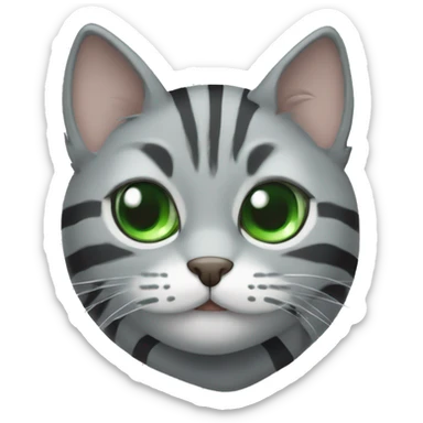 striped gray cat with green eyes sticker