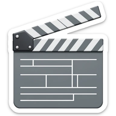 minimalist movie clapperboard with single diagonal line and thin geometric outline sticker