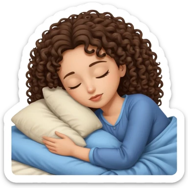 Sleeping brunette beauty, bed and curly hair sticker