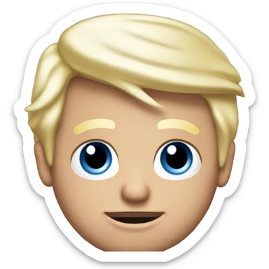 Donald Trump making a silly face with blonde hair blue eyes wearing a blue suit with red tie  sticker