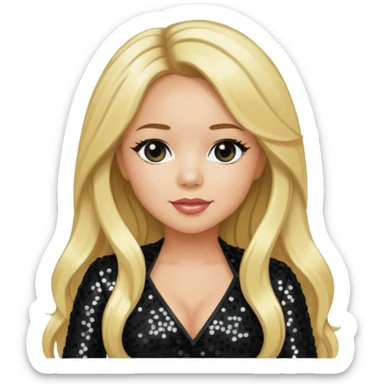 Sabrina Bryan from Cheetah Girls with long blonde hair, black sequin outfit sticker