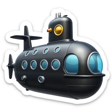can you generate an emoji of a small black submarine with only two portholes? sticker