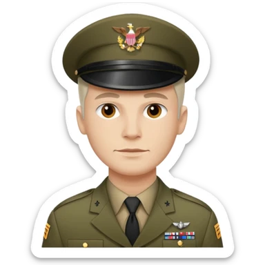 make a dashing US soldier with white, natural and slightly older skin sticker