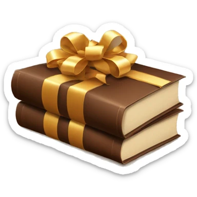 beautiful brown books tied with gift ribbon sticker