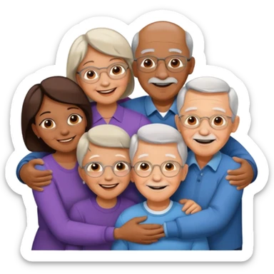 family with grandparents, group hug sticker