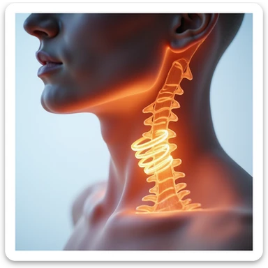 Educational illustrative 4K image showing thyroid highlighted in human neck with arrows indicating release of T3 and T4 hormones to body tissues sticker