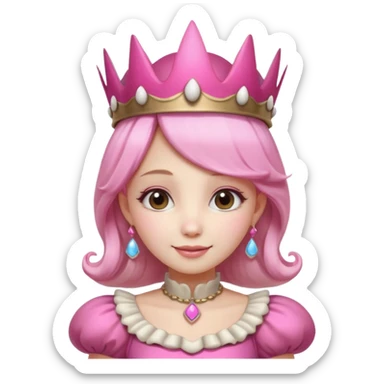 mushroom princess portrait, head and shoulders only, pink mushroom crown, elegant fantasy dress collar, warm smile, 3D cartoon, mobile game icon style, clean background, no text, no watermark
 
 sticker