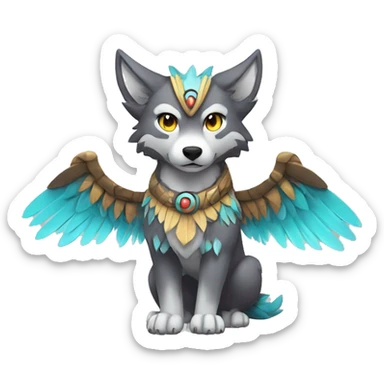 Kawaii Cute Winged Tribal Wolf-Pokémon full body sticker