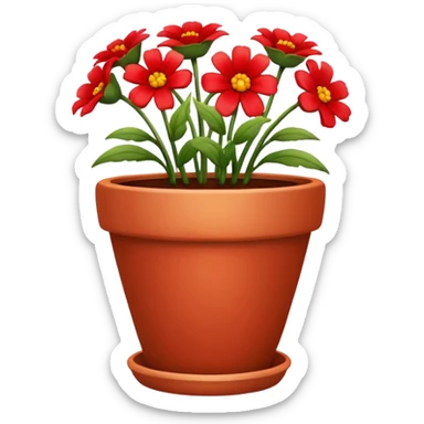 flower pot with red flowers sticker
